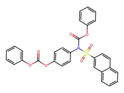 Phenyl naphthalen-2-ylsulfonyl(4-((phenoxycarbonyl)oxy)phenyl)carbamate structure