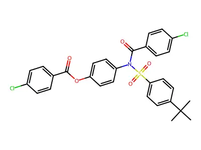 4-(N-((4-(tert-butyl)phenyl)sulfonyl)-4-chlorobenzamido)phenyl 4-chlorobenzoate structure
