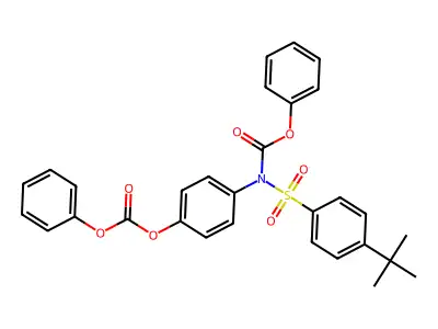 Phenyl (4-(tert-butyl)phenyl)sulfonyl(4-((phenoxycarbonyl)oxy)phenyl)carbamate structure
