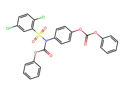 Phenyl (2,5-dichlorophenyl)sulfonyl(4-((phenoxycarbonyl)oxy)phenyl)carbamate structure