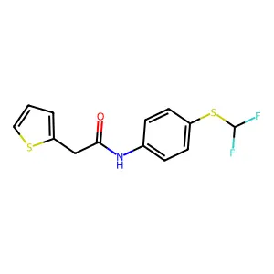 N-{4-[(difluoromethyl)sulfanyl]phenyl}-2-(thiophen-2-yl)acetamide structure