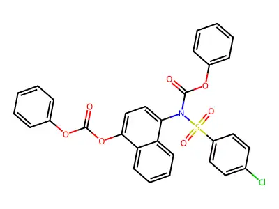 phenyl (4-chlorophenyl)sulfonyl(4-((phenoxycarbonyl)oxy)naphthalen-1-yl)carbamate structure