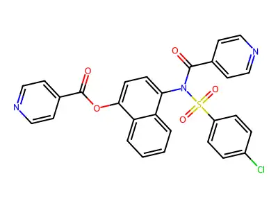 [4-[(4-chlorophenyl)sulfonyl-(pyridine-4-carbonyl)amino]naphthalen-1-yl] Pyridine-4-carboxylate structure