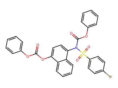 Phenyl (4-bromophenyl)sulfonyl(4-((phenoxycarbonyl)oxy)naphthalen-1-yl)carbamate structure