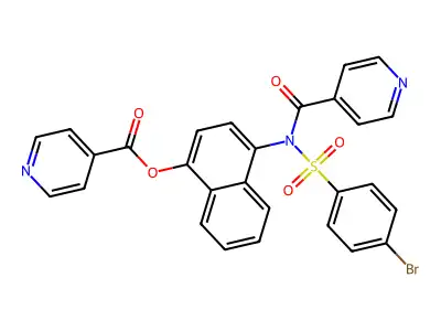 [4-[(4-bromophenyl)sulfonyl-(pyridine-4-carbonyl)amino]naphthalen-1-yl] Pyridine-4-carboxylate structure