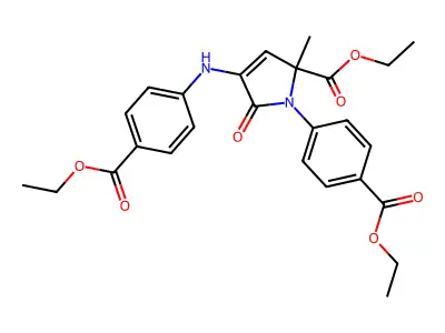 ethyl 1-[4-(ethoxycarbonyl)phenyl]-4-{[4-(ethoxycarbonyl)phenyl]amino}-2-methyl-5-oxo-2,5-dihydro-1H-pyrrole-2-carboxylate structure