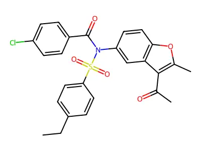 N-(3-ACETYL-2-METHYL-1-BENZOFURAN-5-YL)-4-CHLORO-N-(4-ETHYLBENZENESULFONYL)BENZAMIDE structure