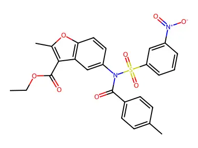 ETHYL 2-METHYL-5-[N-(3-NITROBENZENESULFONYL)4-METHYLBENZAMIDO]-1-BENZOFURAN-3-CARBOXYLATE structure