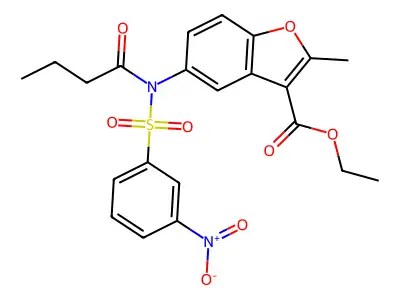ETHYL 2-METHYL-5-[N-(3-NITROBENZENESULFONYL)BUTANAMIDO]-1-BENZOFURAN-3-CARBOXYLATE structure