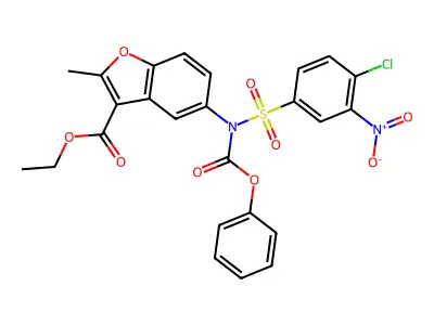 ETHYL 2-METHYL-5-[N-(PHENOXYCARBONYL)4-CHLORO-3-NITROBENZENESULFONAMIDO]-1-BENZOFURAN-3-CARBOXYLATE structure