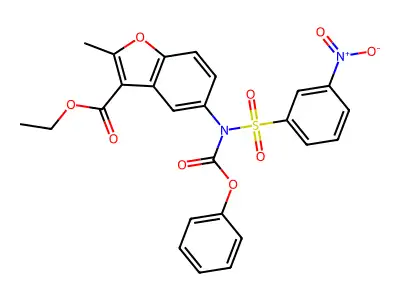 ETHYL 2-METHYL-5-[N-(PHENOXYCARBONYL)3-NITROBENZENESULFONAMIDO]-1-BENZOFURAN-3-CARBOXYLATE structure
