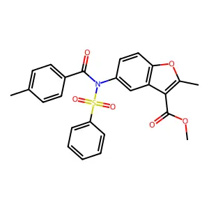 methyl 2-methyl-5-[(4-methylbenzoyl)(phenylsulfonyl)amino]-1-benzofuran-3-carboxylate structure