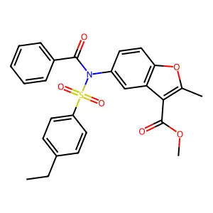 methyl 5-{benzoyl[(4-ethylphenyl)sulfonyl]amino}-2-methyl-1-benzofuran-3-carboxylate structure