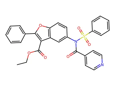 ethyl 2-phenyl-5-(N-(phenylsulfonyl)isonicotinamido)benzofuran-3-carboxylate structure