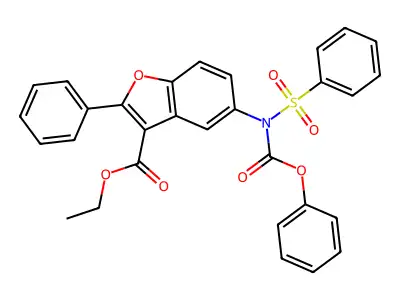 ETHYL 5-[N-(PHENOXYCARBONYL)BENZENESULFONAMIDO]-2-PHENYL-1-BENZOFURAN-3-CARBOXYLATE structure