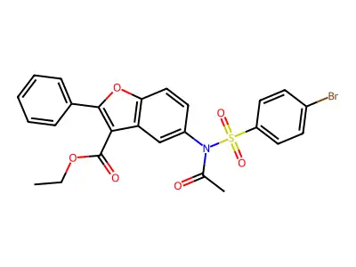ethyl 5-(N-((4-bromophenyl)sulfonyl)acetamido)-2-phenylbenzofuran-3-carboxylate structure