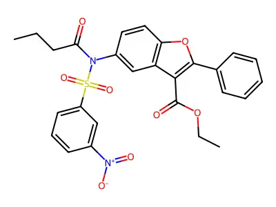 ethyl 5-(N-((3-nitrophenyl)sulfonyl)butyramido)-2-phenylbenzofuran-3-carboxylate structure