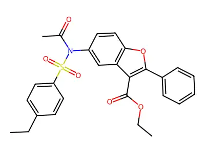 ethyl 5-[N-(4-ethylbenzenesulfonyl)acetamido]-2-phenyl-1-benzofuran-3-carboxylate structure