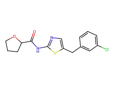 N-[5-(3-chlorobenzyl)-1,3-thiazol-2-yl]tetrahydrofuran-2-carboxamide structure