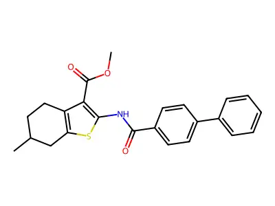 methyl 6-methyl-2-[(4-phenylbenzoyl)amino]-4,5,6,7-tetrahydro-1-benzothiophene-3-carboxylate structure