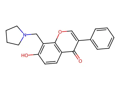 7-hydroxy-3-phenyl-8-(pyrrolidin-1-ylmethyl)-4H-chromen-4-one structure
