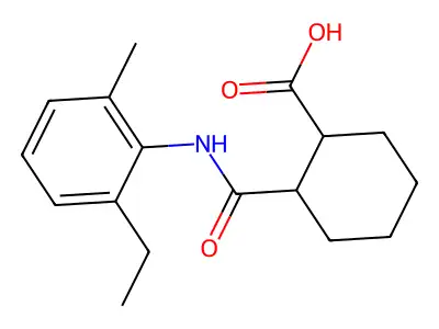 2-[N-(6-ethyl-2-methylphenyl)carbamoyl]cyclohexanecarboxylic acid structure