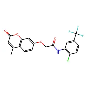 N-(2-chloro-5-(trifluoromethyl)phenyl)-2-((4-methyl-2-oxo-2H-chromen-7-yl)oxy)acetamide structure