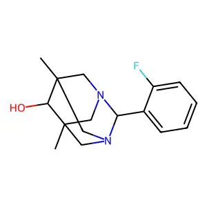 2-(2-Fluorophenyl)-5,7-dimethyl-1,3-diazatricyclo[3.3.1.1~3,7~]decan-6-ol structure