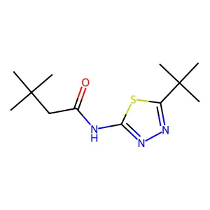 N-(5-tert-butyl-1,3,4-thiadiazol-2-yl)-3,3-dimethylbutanamide structure