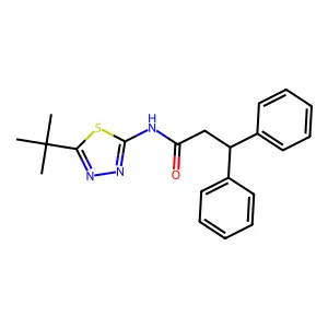 N-(5-tert-butyl-1,3,4-thiadiazol-2-yl)-3,3-diphenylpropanamide structure