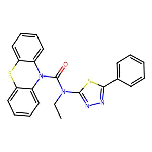 N-ethyl-N-(5-phenyl-1,3,4-thiadiazol-2-yl)-10H-phenothiazine-10-carboxamide structure
