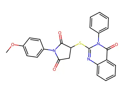 1-(4-methoxyphenyl)-3-[(4-oxo-3-phenyl-3,4-dihydroquinazolin-2-yl)sulfanyl]pyrrolidine-2,5-dione structure