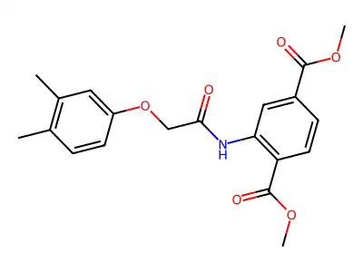 Dimethyl 2-{[(3,4-dimethylphenoxy)acetyl]amino}benzene-1,4-dicarboxylate structure