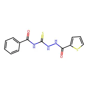 N-[[[oxo(thiophen-2-yl)methyl]hydrazo]-sulfanylidenemethyl]benzamide structure