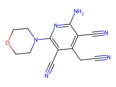 2-Amino-4-(cyanomethyl)-6-morpholin-4-ylpyridine-3,5-dicarbonitrile structure