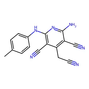 2-Amino-4-(cyanomethyl)-6-(4-methylanilino)pyridine-3,5-dicarbonitrile structure
