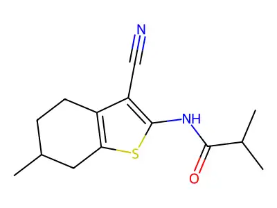 N-(3-cyano-6-methyl-4,5,6,7-tetrahydro-1-benzothiophen-2-yl)-2-methylpropanamide structure