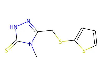 4-methyl-5-[(2-thienylthio)methyl]-4H-1,2,4-triazole-3-thiol structure
