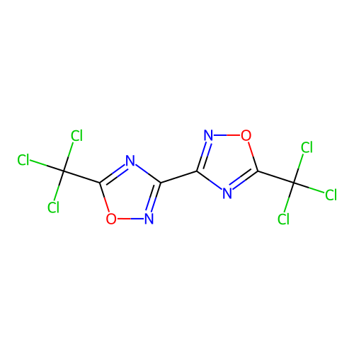 5,5'-Bis(trichloromethyl)-3,3'-bi(1,2,4-oxadiazole) structure