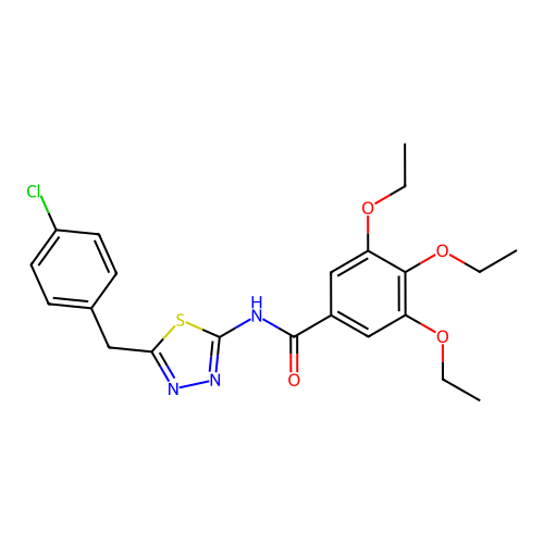 N-(5-(4-chlorobenzyl)-1,3,4-thiadiazol-2-yl)-3,4,5-triethoxybenzamide structure