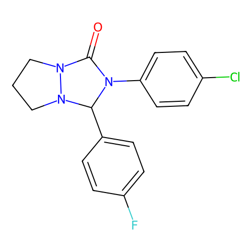 2-(4-chlorophenyl)-3-(4-fluorophenyl)tetrahydropyrazolo[1,2-a][1,2,4]triazol-1(5H)-one structure