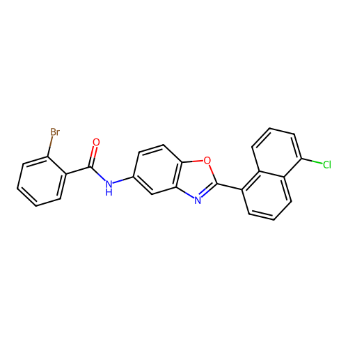 2-bromo-N-[2-(5-chloronaphthalen-1-yl)-1,3-benzoxazol-5-yl]benzamide structure