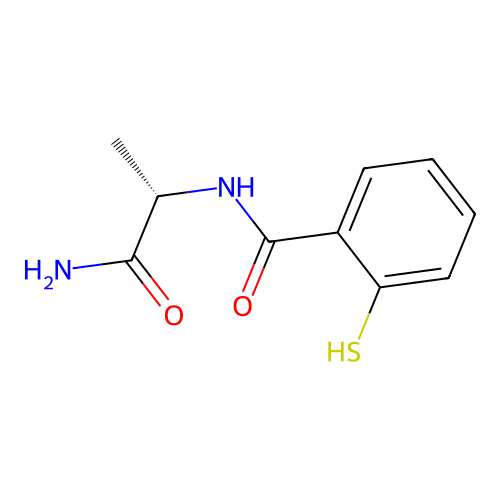 N-[(2S)-1-amino-1-oxopropan-2-yl]-2-sulfanylbenzamide structure