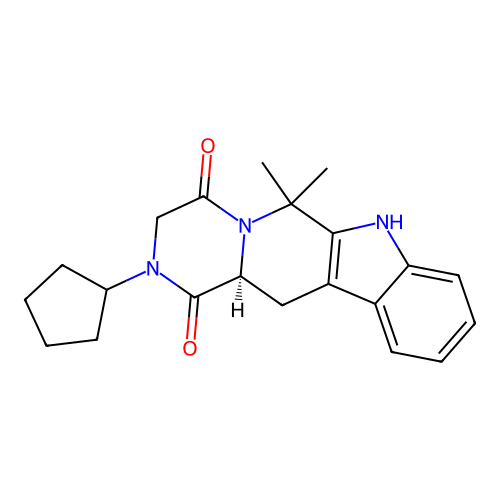 (12aS)-2-cyclopentyl-6,6-dimethyl-2,3,6,7,12,12a-hexahydropyrazino[1',2':1,6]pyrido[3,4-b]indole-1,4-dione structure