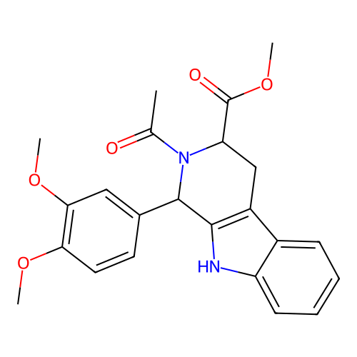 methyl 2-acetyl-1-(3,4-dimethoxyphenyl)-1,3,4,9-tetrahydropyrido[3,4-b]indole-3-carboxylate structure
