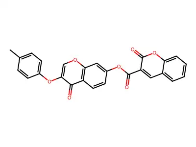 3-(4-methylphenoxy)-4-oxo-4H-chromen-7-yl 2-oxo-2H-chromene-3-carboxylate structure
