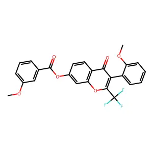 3-(2-methoxyphenyl)-4-oxo-2-(trifluoromethyl)-4H-chromen-7-yl 3-methoxybenzoate structure