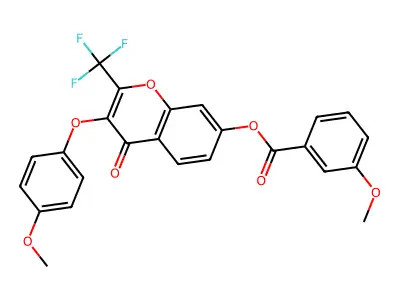3-(4-methoxyphenoxy)-4-oxo-2-(trifluoromethyl)-4H-chromen-7-yl 3-methoxybenzoate structure