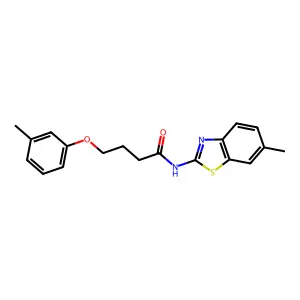 N-(6-methyl-1,3-benzothiazol-2-yl)-4-(3-methylphenoxy)butanamide structure