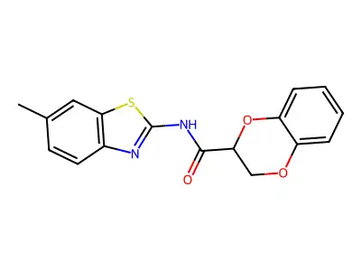 N-(6-methyl-1,3-benzothiazol-2-yl)-2,3-dihydro-1,4-benzodioxine-3-carboxamide structure